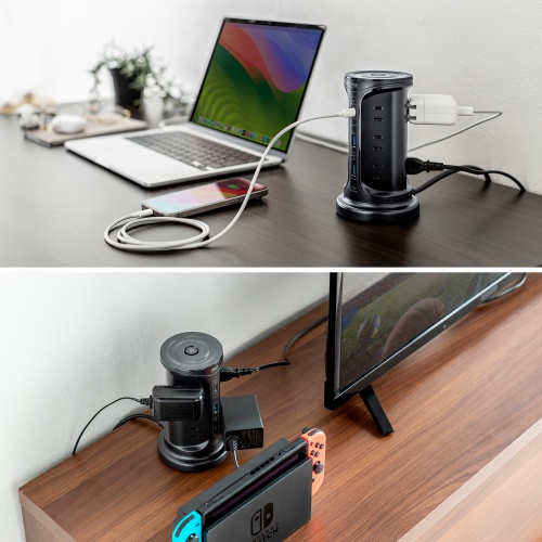 タワー型電源タップ（タワータップ・USB充電対応・PD30W・タイプC搭載・12個口・2m・ブラック）