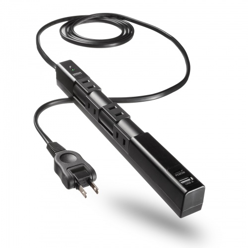 電源タップ（4個口・USB PD20W対応・2m・回転式・2P・Type-C/USB A ポート付・iPhone/iPad/スマホ/タブレット充電・コンセントタップ・ブラック）