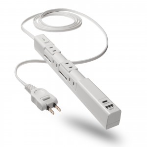 電源タップ（4個口・USB PD20W対応・2m・回転式・2P・Type-C/USB A ポート付・iPhone/iPad/スマホ/タブレット充電・コンセントタップ・ホワイト）