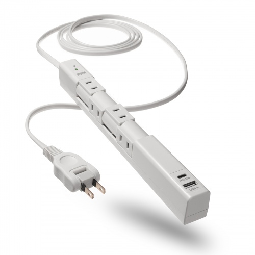 電源タップ（4個口・USB PD20W対応・2m・回転式・2P・Type-C/USB A ポート付・iPhone/iPad/スマホ/タブレット充電・コンセントタップ・ホワイト）