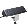 電源タップ（USB充電・AC4個口・USB PD65W対応・USB-A搭載・一括集中スイッチ・2m・クランプ固定・ブラック）