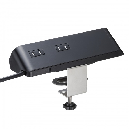 電源タップ（USB充電・AC4個口・USB PD65W対応・USB-A搭載・一括集中スイッチ・2m・クランプ固定・ブラック）