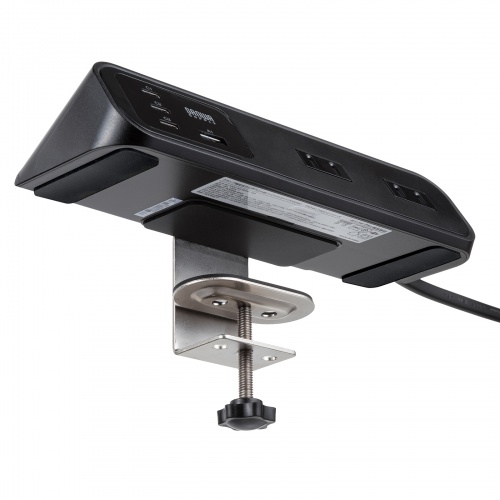 電源タップ（USB充電・AC4個口・USB PD65W対応・USB-A搭載・一括集中スイッチ・2m・クランプ固定・ブラック）