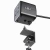 電源タップ（USB充電・AC3個口・USB PD65W対応・USB-A搭載・キューブ型・回転・2m・クランプ固定・ブラック）