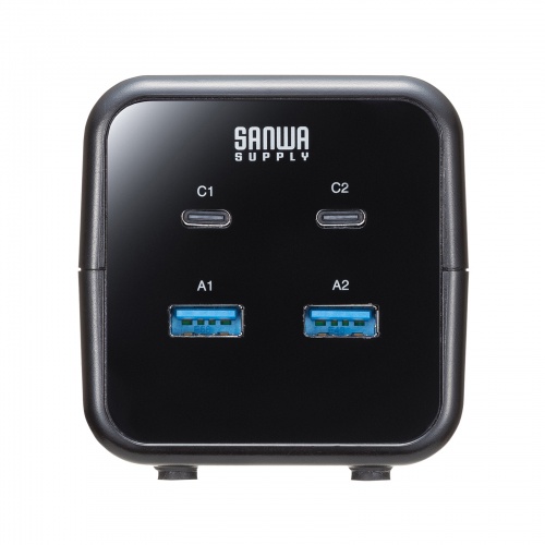 電源タップ（USB充電・AC3個口・USB PD65W対応・USB-A搭載・キューブ型・回転・2m・クランプ固定・ブラック）