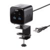 電源タップ（USB充電・AC3個口・USB PD65W対応・USB-A搭載・キューブ型・回転・2m・クランプ固定・ブラック）