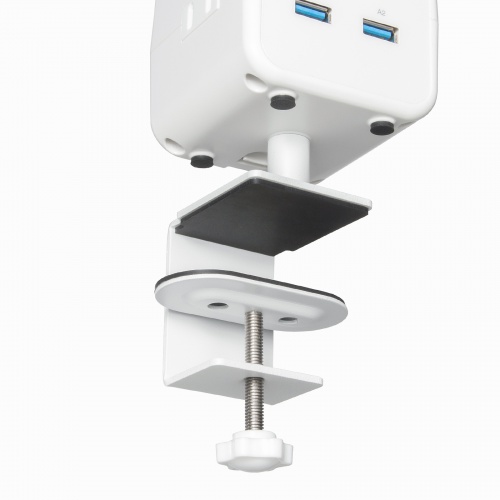 電源タップ（USB充電・AC3個口・USB PD65W対応・USB-A搭載・キューブ型・回転・2m・クランプ固定・ホワイト）