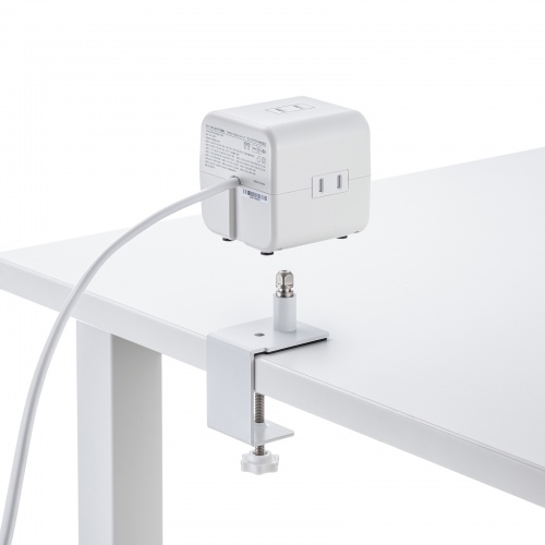 電源タップ（USB充電・AC3個口・USB PD65W対応・USB-A搭載・キューブ型・回転・2m・クランプ固定・ホワイト）