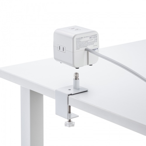 電源タップ（USB充電・AC3個口・USB PD65W対応・USB-A搭載・キューブ型・回転・2m・クランプ固定・ホワイト）