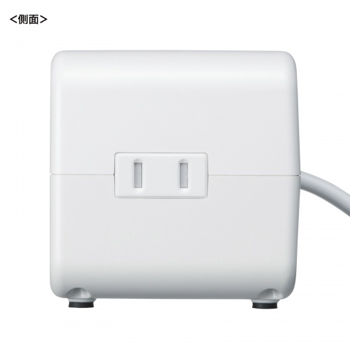 電源タップ（USB充電・AC3個口・USB PD65W対応・USB-A搭載・キューブ型・回転・2m・クランプ固定・ホワイト）