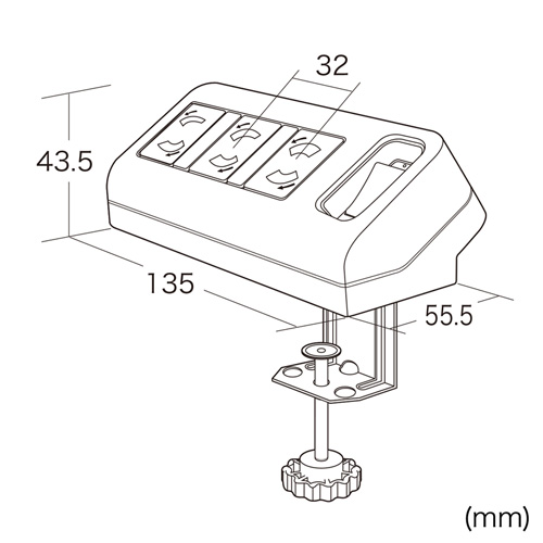 2P・3個口・一括集中スイッチ・2Pスイングプラグ2mコード・クランプ付きで机に固定できる、電源便利タップ(3個口・2m) サンワサプライ