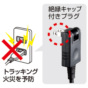 サンワサプライ】2P・9個口・集中スイッチ・2Pスイングプラグ2m