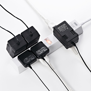 2P・9個口・集中スイッチ・2Pスイングプラグ2mコード・左右と上から差し込める電源便利タップ（ホワイト） TAP-B40W サンワサプライ