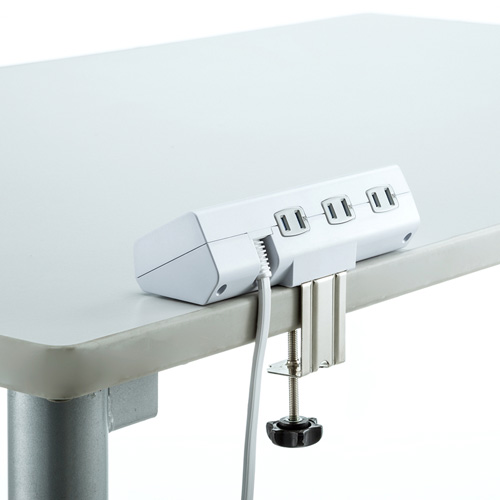 タップ(クランプ固定式・2P・6個口・2ｍ・ホワイト)