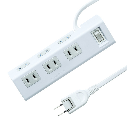 タップ(クランプ固定式・2P・6個口・2ｍ・ホワイト)