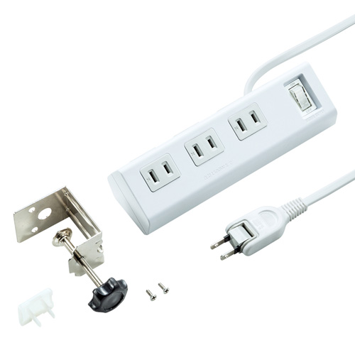 タップ(クランプ固定式・2P・6個口・2ｍ・ホワイト)