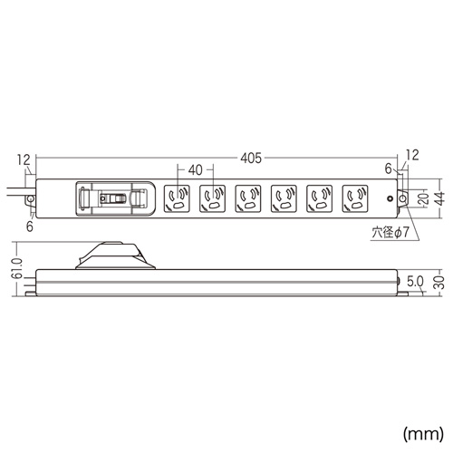 安全ブレーカータップ（オフィス・工場用・3P・6個口・1m） TAP-BR36A-1 サンワサプライ