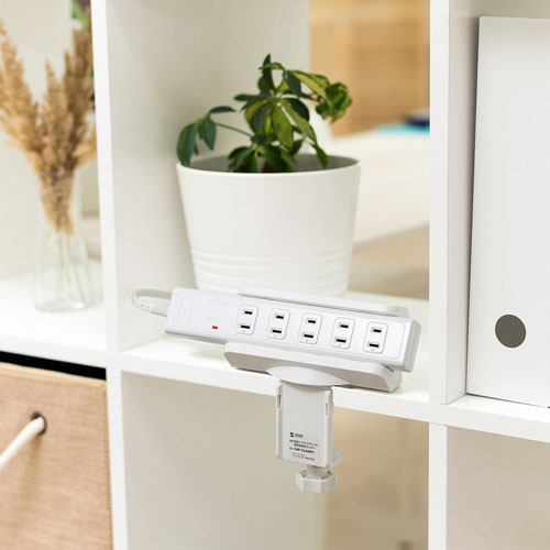 電源タップホルダー（デスククランプ式・360°回転・固定・ホワイト）