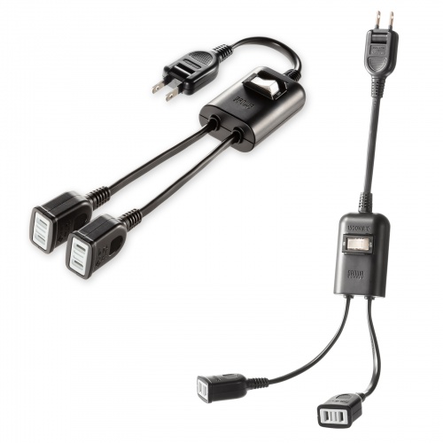 延長コード（短い・2個口・ACアダプタ対応・一括集中スイッチ付・2分配・ブラック）