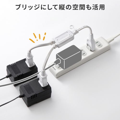 延長コード（2個口・2分岐・便利・おすすめ・白）TAP-EX2WN サンワサプライ