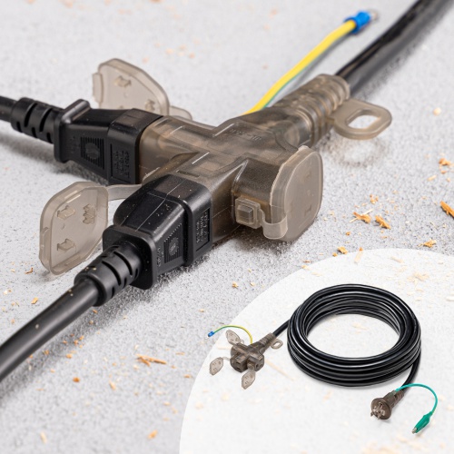 電源延長コード（10m・3P/2P両対応・3個口・防塵キャップ・防雨型プラグ・アースピン折りたたみプラグ採用）