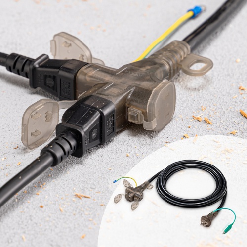 電源延長コード（3m・3P/2P両対応・3個口・防塵キャップ・防雨型プラグ・アースピン折りたたみプラグ採用）