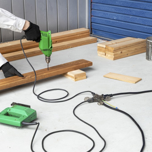 電源延長コード（5m・3P/2P両対応・3個口・防塵キャップ・防雨型プラグ・アースピン折りたたみプラグ採用）