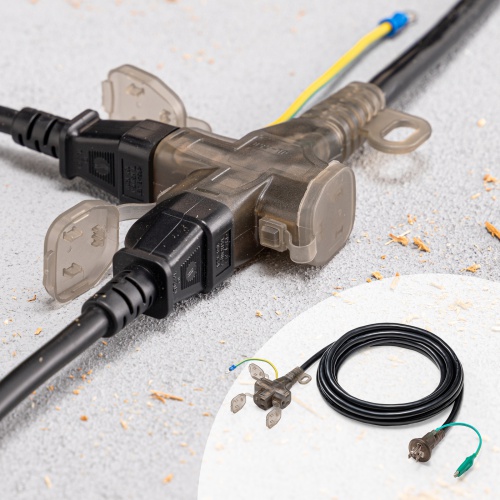 電源延長コード（5m・3P/2P両対応・3個口・防塵キャップ・防雨型プラグ・アースピン折りたたみプラグ採用）