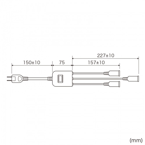 延長コード（短い・3個口・ACアダプタ対応・一括集中スイッチ付・3分配・ブラック）