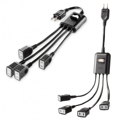 延長コード（短い・4個口・ACアダプタ対応・一括集中スイッチ付・4分配・ブラック）