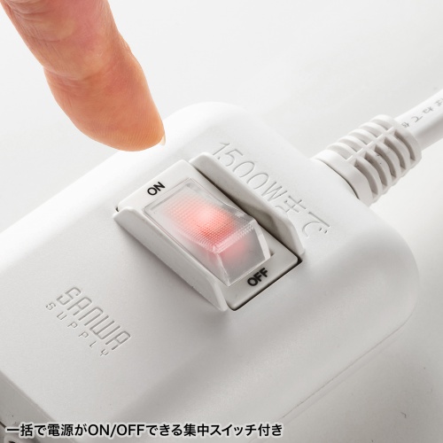 延長コード 電源タップ 5m 2ピン 6個口 個別スイッチ 雷ガード