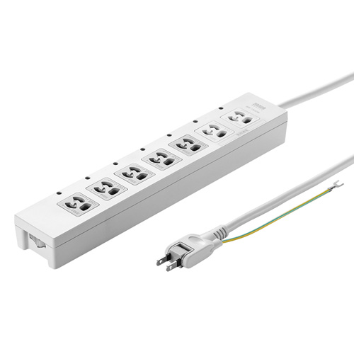 電源タップ（3P・7個口・2m・5個口連動集中スイッチ付・デスククランプ対応・マグネット付） TAP-F37-2CLK サンワサプライ