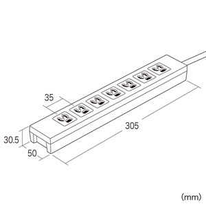 電源タップ（3P・7個口・3m・3P→2P変換アダプタ付き・マグネット付） TAP-F37-3AD サンワサプライ