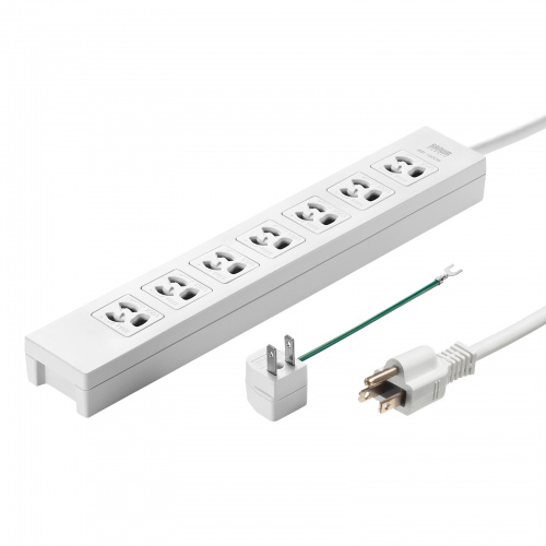 電源タップ（3P・7個口・3m・3P→2P変換アダプタ付き・マグネット付） TAP-F37-3AD サンワサプライ