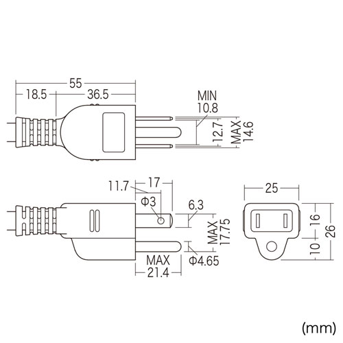 電源タップ 7個口 3m｜マグネット固定・3Pプラグ・抜け止め・ネームタグ付
