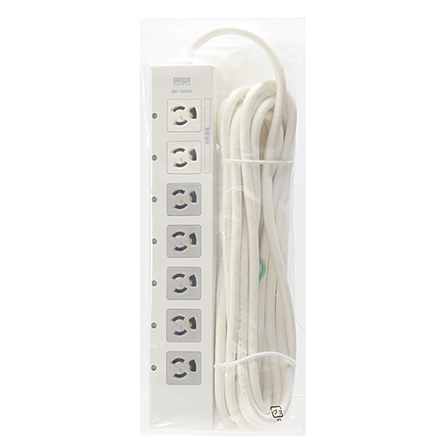 電源タップ 7個口 5m｜マグネット固定・一括スイッチ・アース・2Pスイング