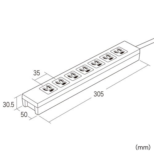 電源タップ 7個口 5m｜マグネット固定・アース・2Pスイング