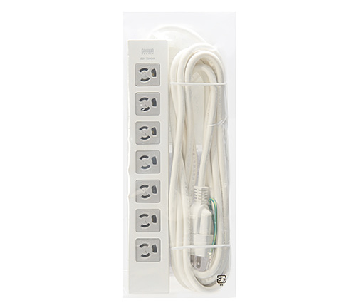 電源タップ（3P・7個口・5m・一括集中スイッチ付・3P→2P変換アダプタ付き） TAP-F37-5ZAD サンワサプライ