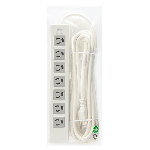 電源タップ（3P・7個口・5m・一括集中スイッチ付・雷ガード・マグネット付） TAP-F37-5ZR サンワサプライ