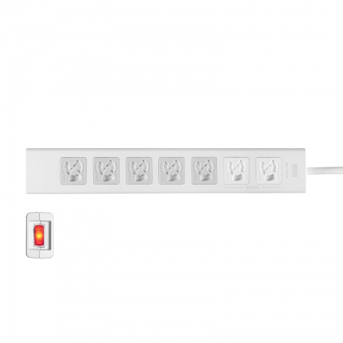 電源タップ（7個口・2m・雷ガード・マグネット・シャッター付・5個口連動集中スイッチ付・絶縁キャップ付・2Pスイングプラグ）