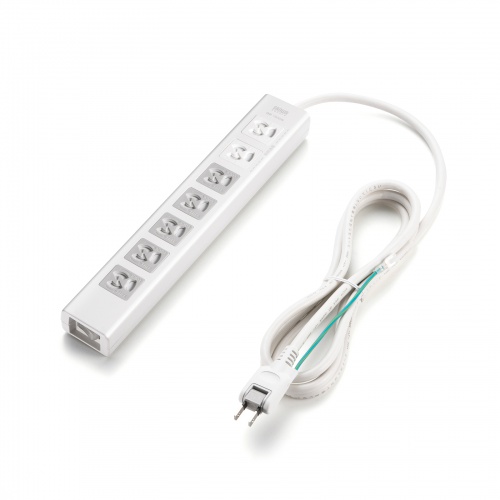 電源タップ（7個口・2m・雷ガード・マグネット・シャッター付・5個口連動集中スイッチ付・絶縁キャップ付・2Pスイングプラグ）