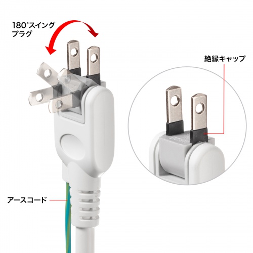 電源タップ（7個口・2m・雷ガード・マグネット・シャッター付・一括連動集中スイッチ付・絶縁キャップ付・2Pスイングプラグ）