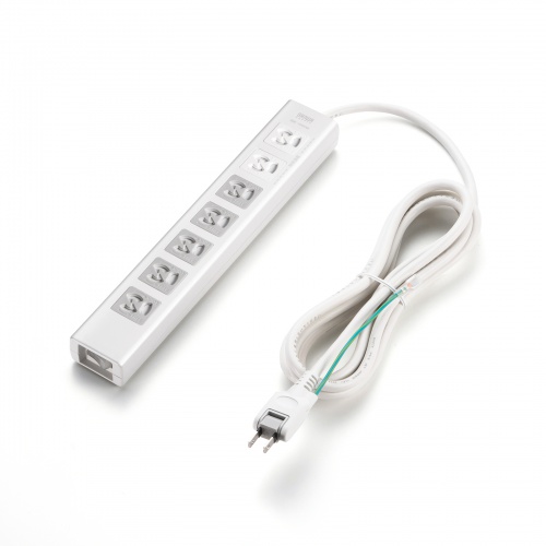 電源タップ（7個口・3m・雷ガード・マグネット・3P・シャッター付・5個口連動集中スイッチ付・絶縁キャップ付・2Pスイングプラグ）