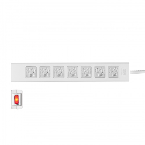 電源タップ（7個口・3m・雷ガード・マグネット・3P・シャッター付・一括連動集中スイッチ付・絶縁キャップ付・2Pスイングプラグ）