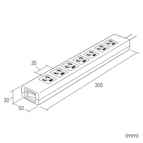 電源タップ（7個口・5m・雷ガード・マグネット・3P・シャッター付・5個口連動集中スイッチ付・絶縁キャップ付・2Pスイングプラグ）