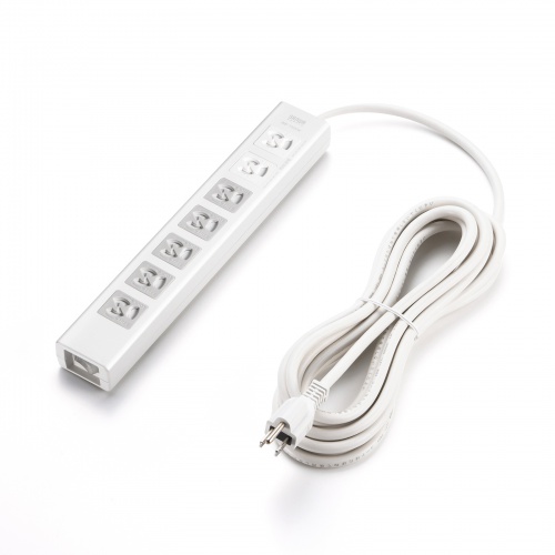 電源タップ（7個口・5m・雷ガード・マグネット・3P・シャッター付・5個口連動集中スイッチ付・絶縁キャップ付・3Pプラグ）