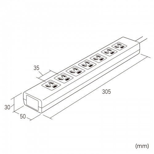 電源タップ（7個口・5m・雷ガード・マグネット・3P・シャッター付・絶縁キャップ付・3Pプラグ・簡易パッケージ）