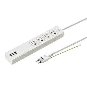 【アウトレット･訳あり・セール】タップ（USB充電機能付き・3P・4個口・USB3ポート・2m）　TAP-F37U-2　サンワサプライ