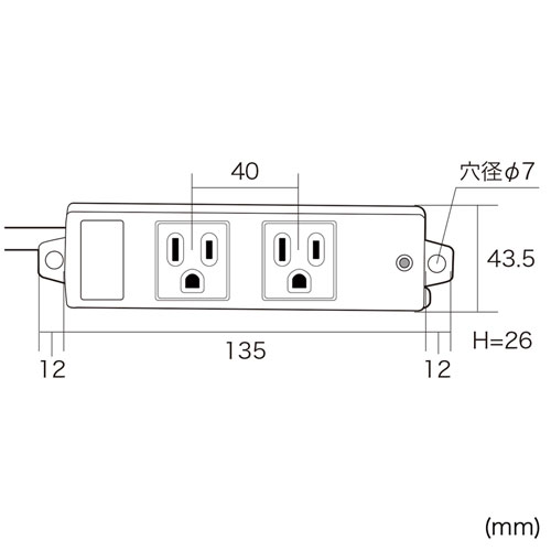 3P・2個口・3Pプラグ3mコード・雷ガード・マグネット付き簡易包装の(工事物件)電源タップ TAP-K2NSP-3 サンワサプライ