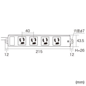 3P・4個口・3Pプラグ3mコード・雷ガード・抜け止め・マグネット付き簡易包装の(工事物件)電源タップ TAP-K4SP-3 サンワサプライ